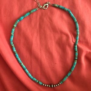 Real composite turquoise and navajo pearl choker